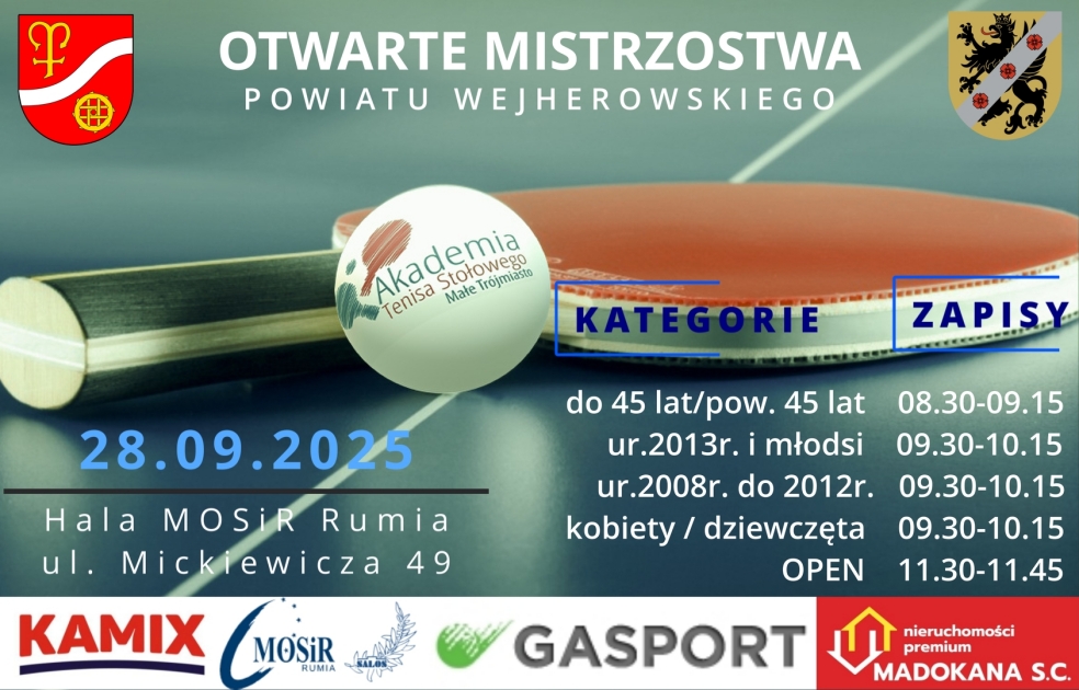 Otwarte Mistrzostwa Powiatu Wejherowskiego w Tenisie Stołowym